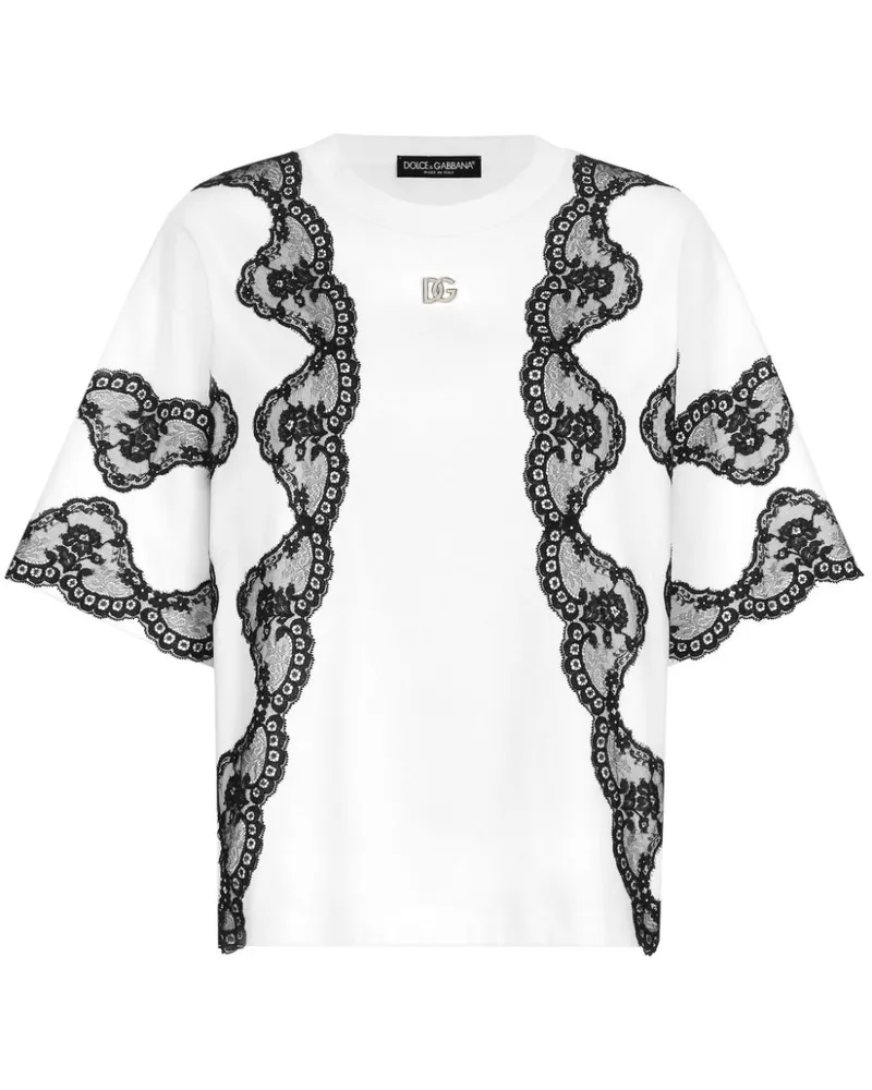 Dolce & Gabbana T-Shirt mit Schnürdetail - Weiß Weiß