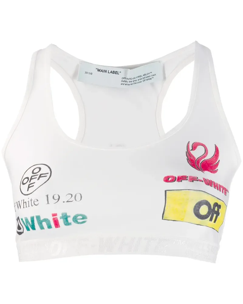 OFF-WHITE logo print bralette top - Weiß Weiß