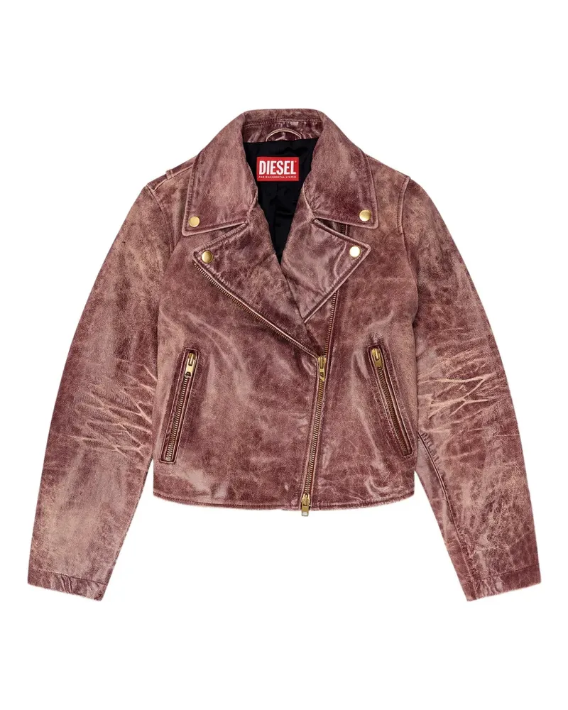 Diesel biker jacket in treated leather - Rot Rot