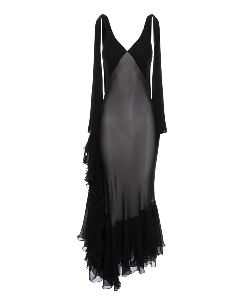 V:PM ATELIER Gerüschtes Acosta Maxikleid - Schwarz Schwarz
