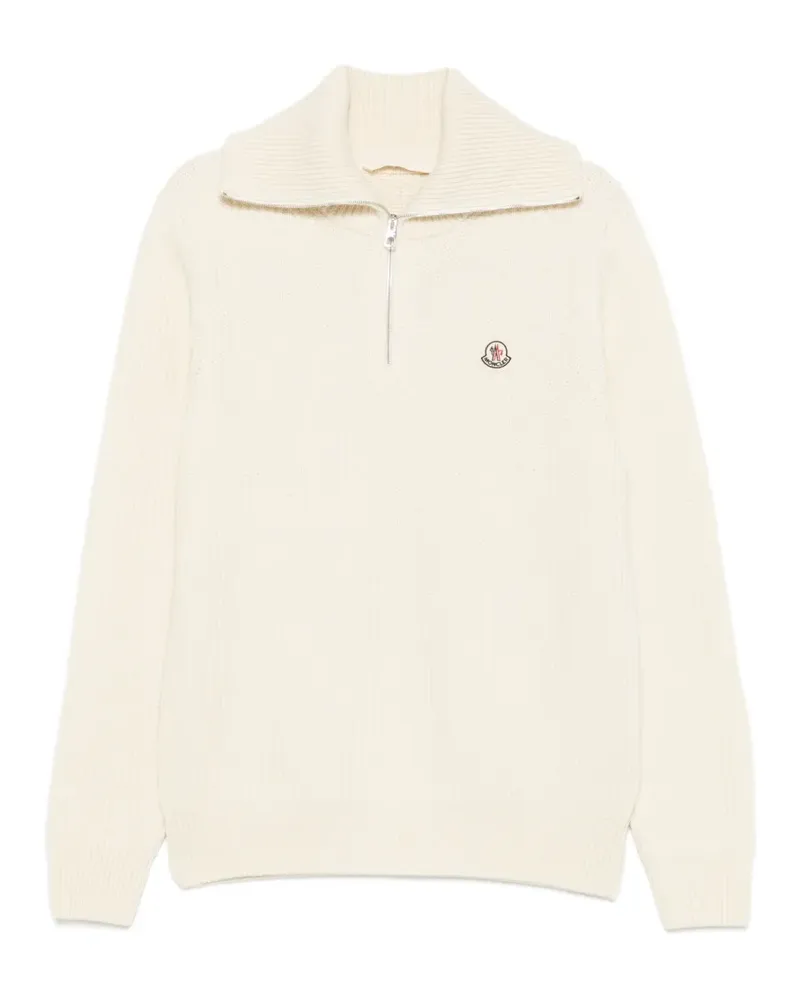 Moncler Ciclista Tricot Pullover mit kurzem Reißverschluss - Nude Nude