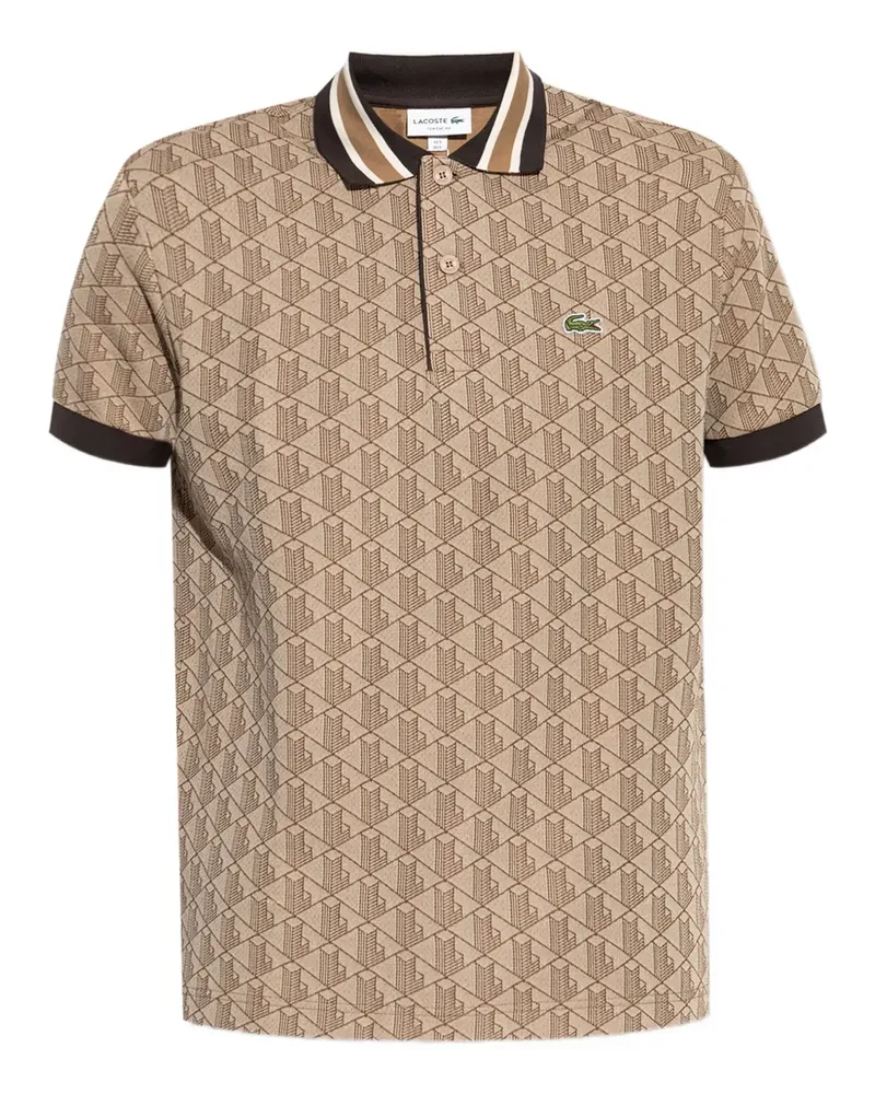 Lacoste Geometrisch gemustertes Poloshirt - Braun Braun