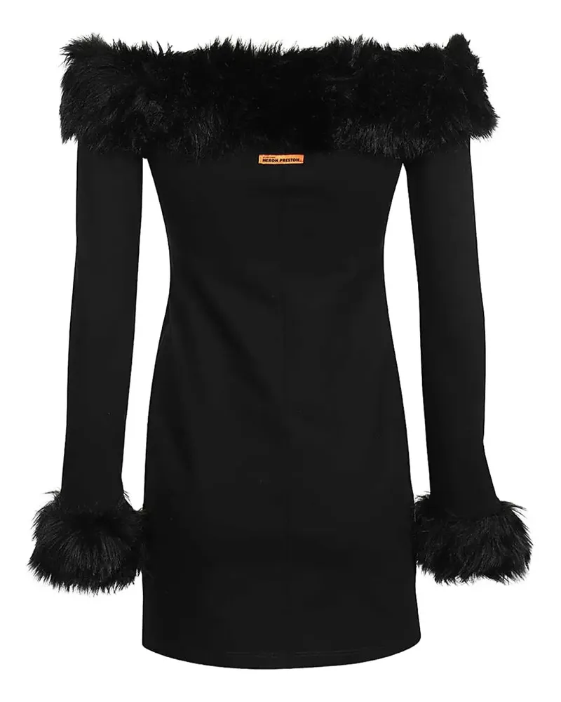 Heron Preston fur-trimmed strapless mini dress - Schwarz Schwarz