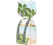 Minikleid mit Strand-Print - Grün