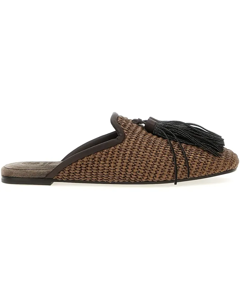 Brunello Cucinelli Jewel Mules mit Quasten - Braun Braun