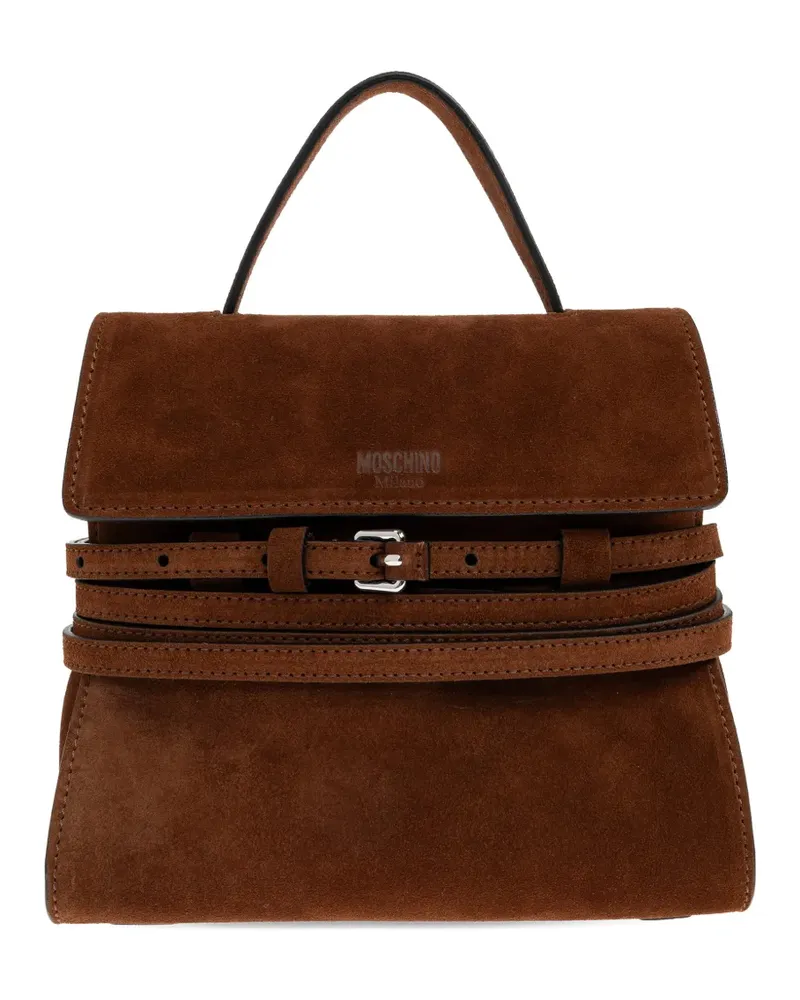 Moschino buckle-strap top-handle tote bag - Braun Braun