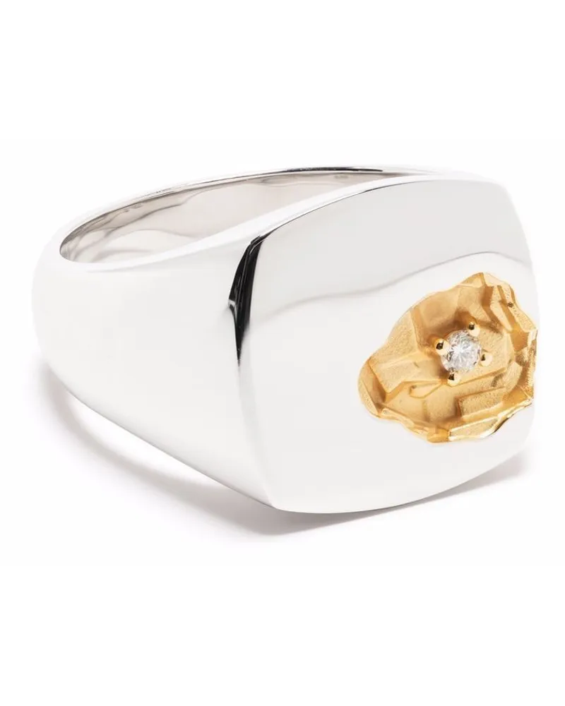 Tom Wood Großer 14kt Goldring mit Diamanten - Silber Silber