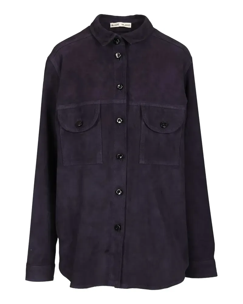 Blazé Milano chest-pocket leather shirt - Violett Violett