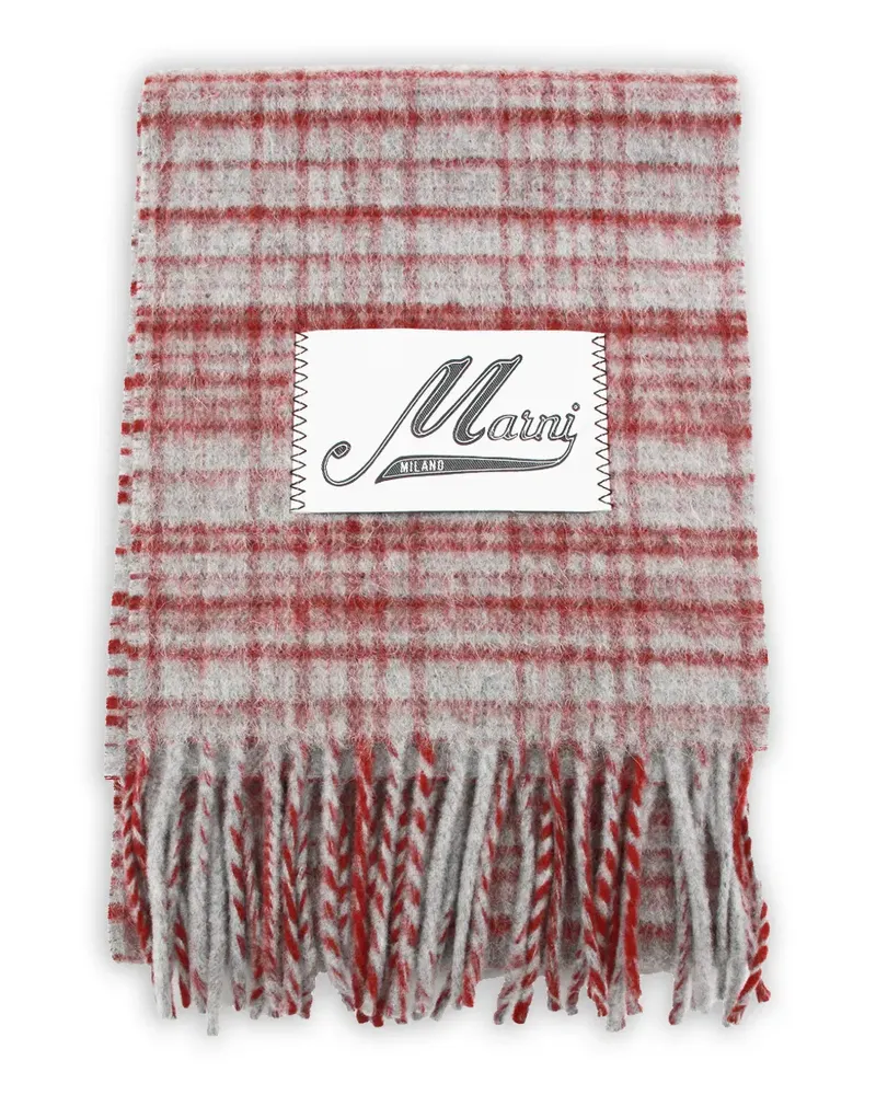 Marni check-pattern fringed scarf - Rot Rot