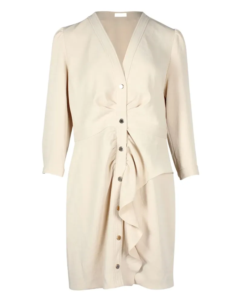 Sandro v-neck ruched mini dress - Nude Nude