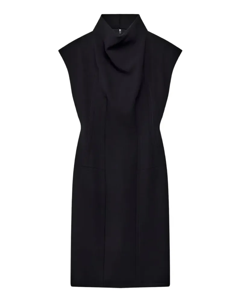 Another Tomorrow cowl-neck topstitched dress - Schwarz Schwarz