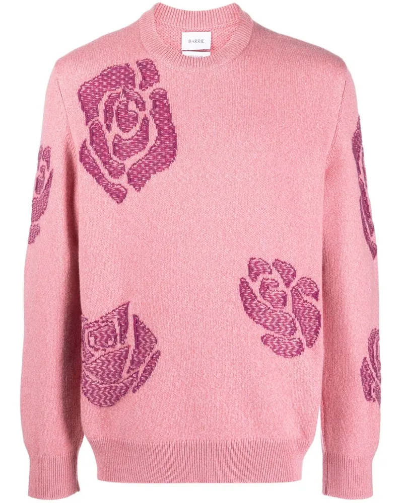 Barrie Kaschmirpullover mit Blumen-Print Rosa