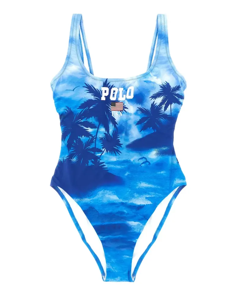Ralph Lauren patterned print swimsuit - Blau Blau