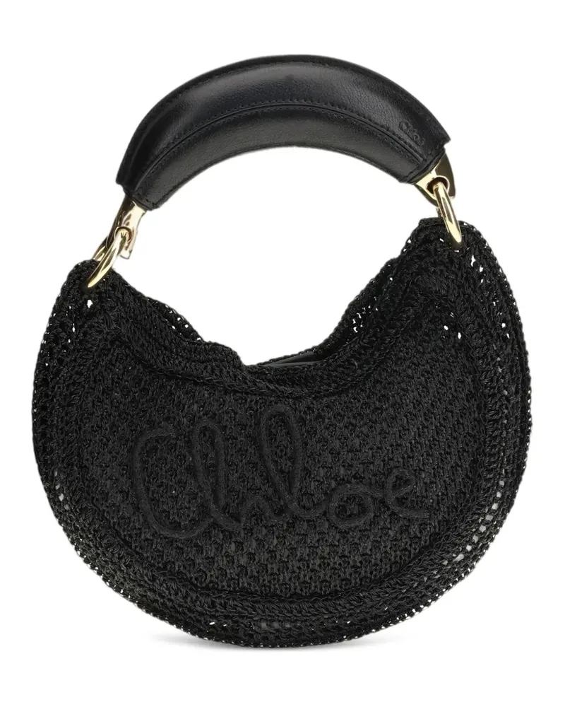 Chloé Summer Banana Mini-Tasche aus Raffiabast - Schwarz Schwarz