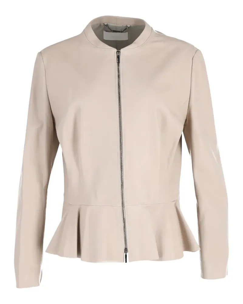 HUGO BOSS zip-up peplum leather jacket - Nude Nude