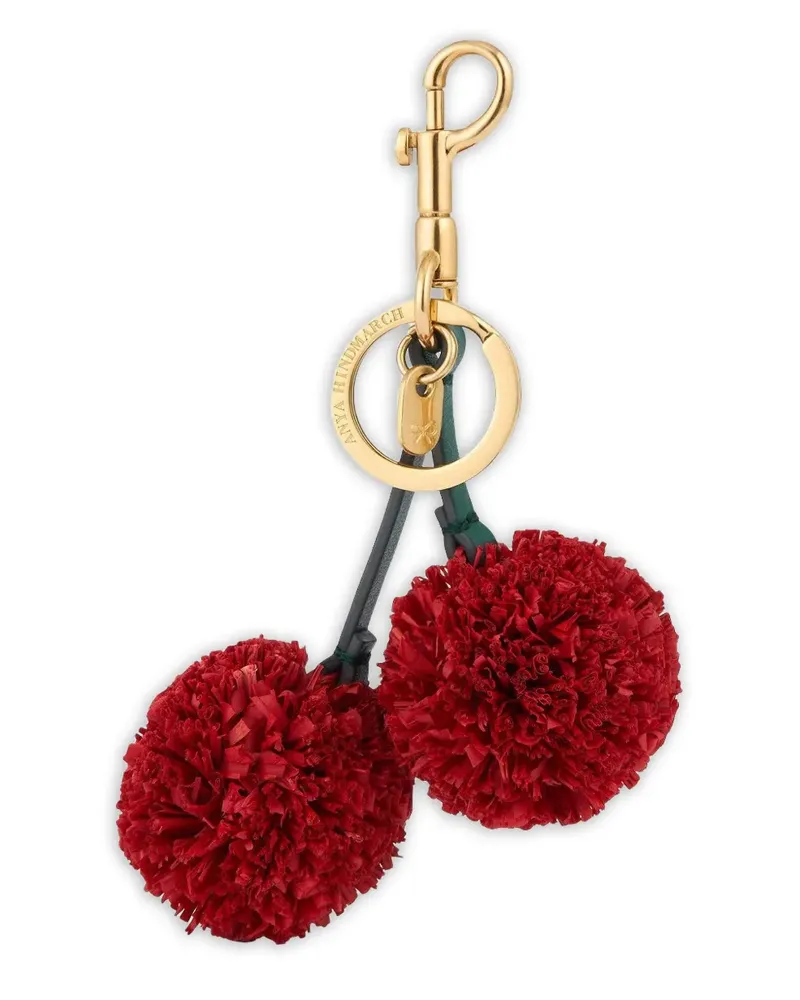 Anya Hindmarch cherry-charm pom-pom keyring - Rot Rot