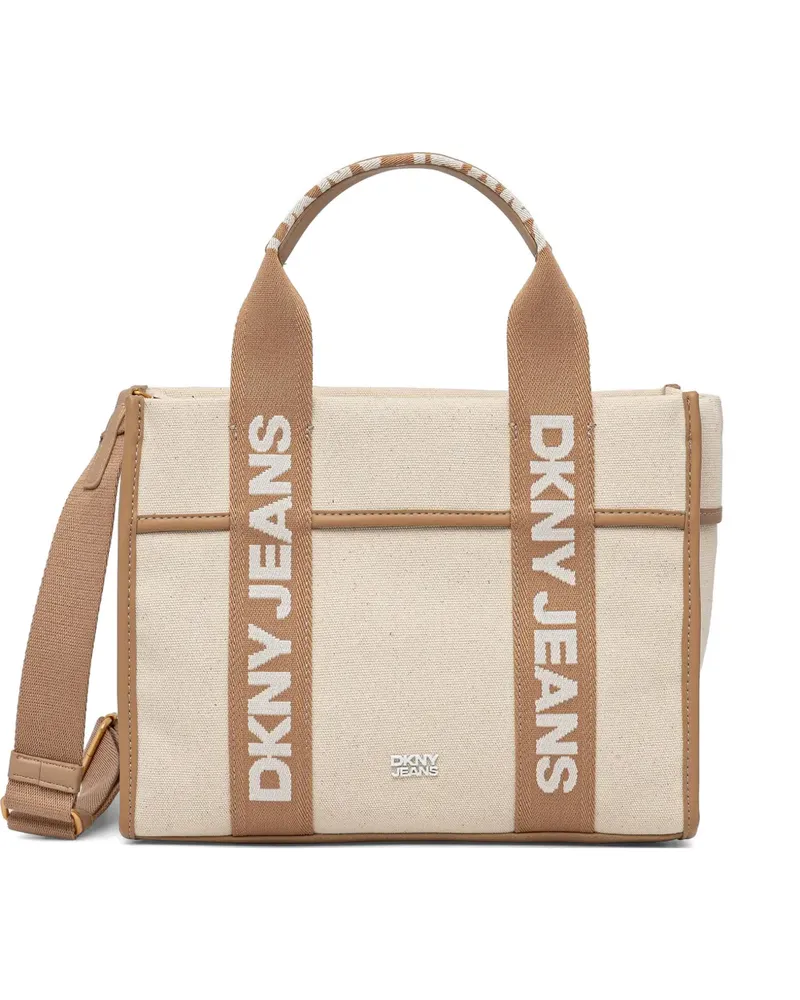 DKNY logo-print canvas tote bag - Nude Nude