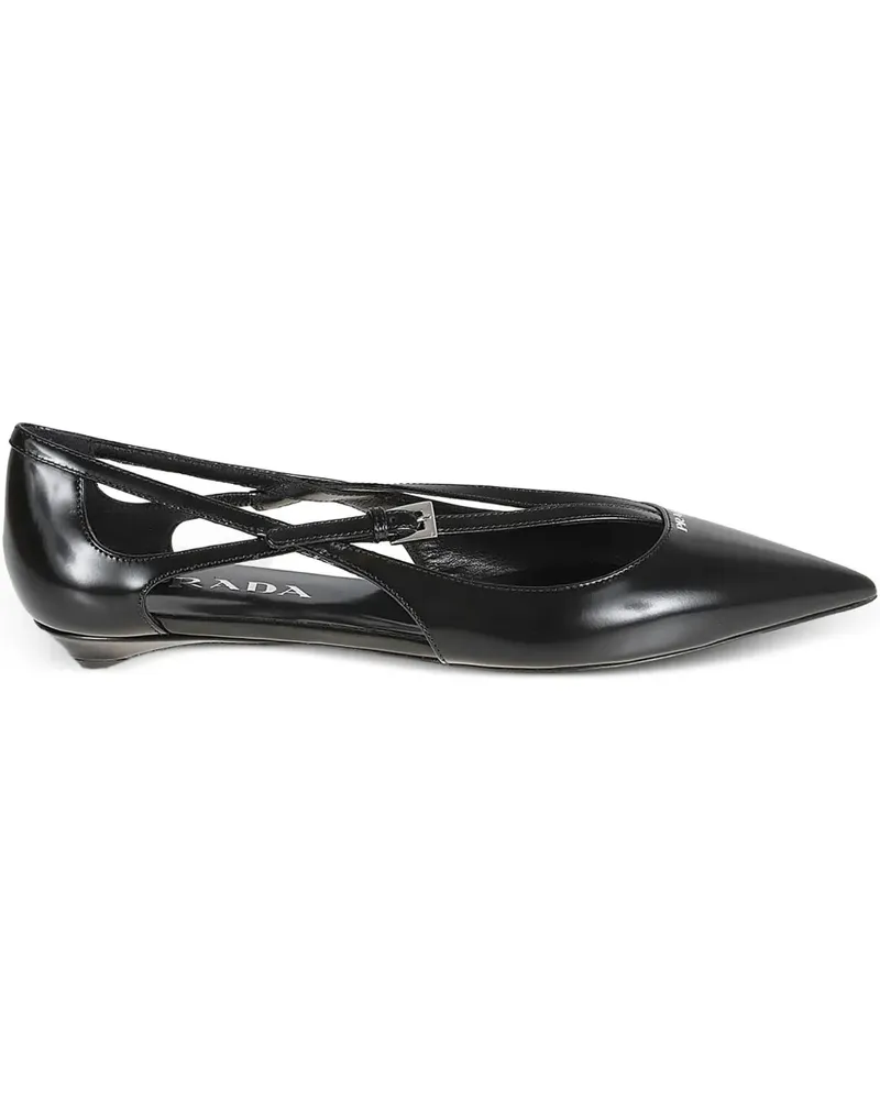 Prada Spitze Ballerinas mit Cut-Out - Schwarz Schwarz