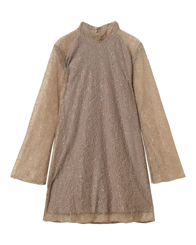 Twin-Set short lace dress with sequins - Nude Nude