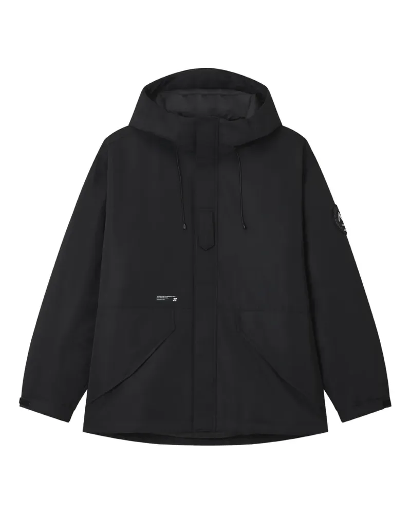 Izzue Kapuzenjacke mit Logo-Patch - Schwarz Schwarz