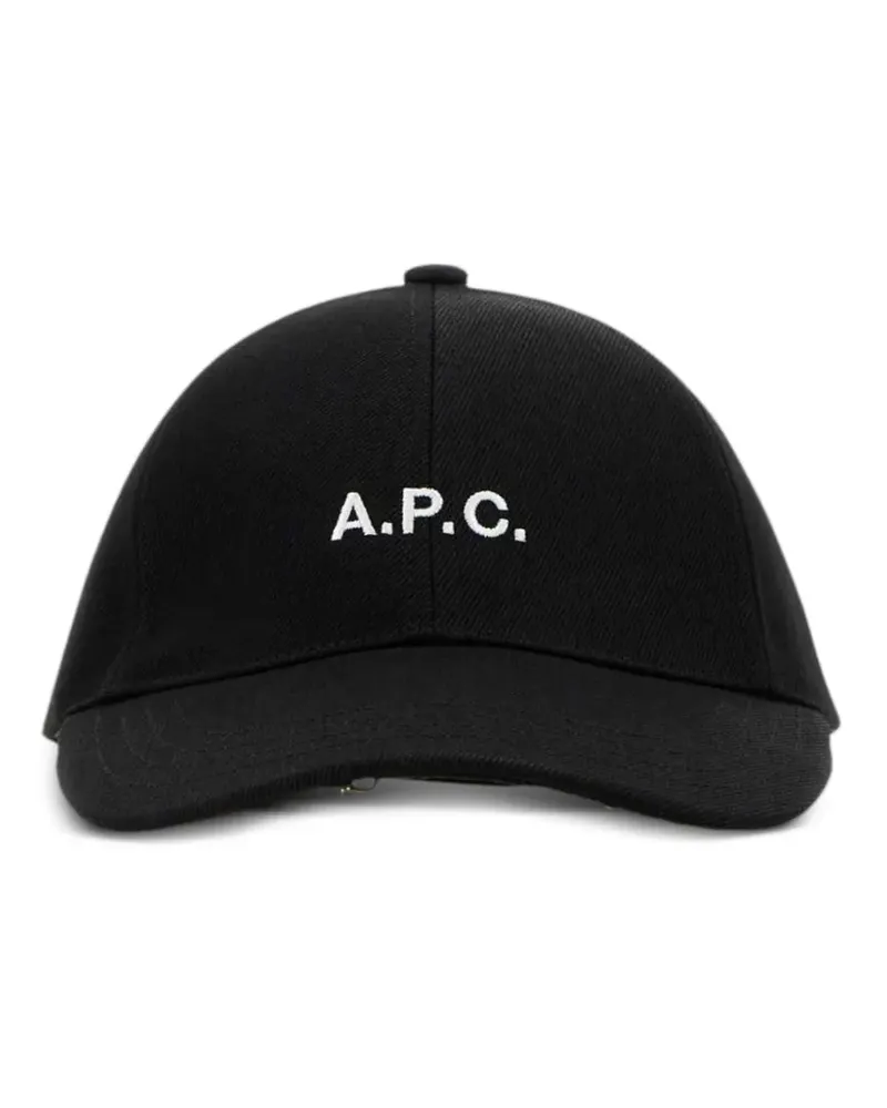 A.P.C. Baseballkappe mit Logo-Stickerei - Schwarz Schwarz