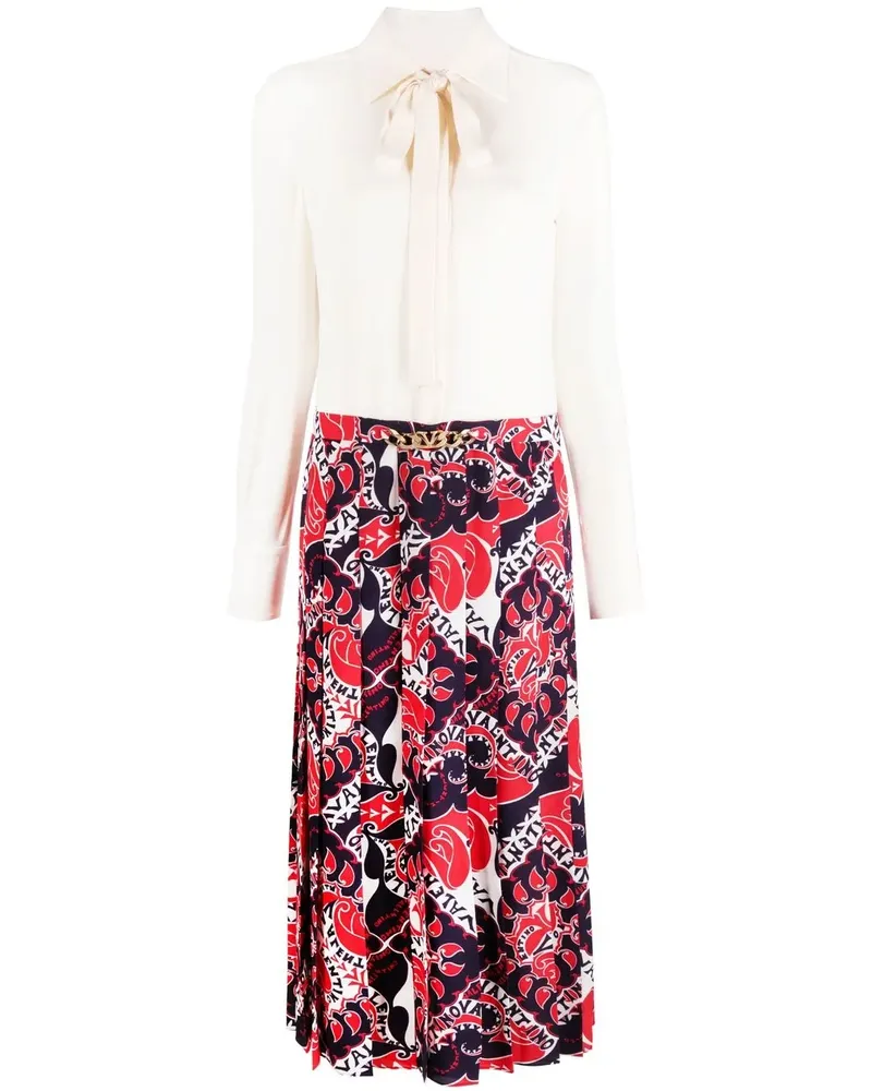 Valentino Garavani Seidenkleid mit Logo-Print - Weiß Weiß