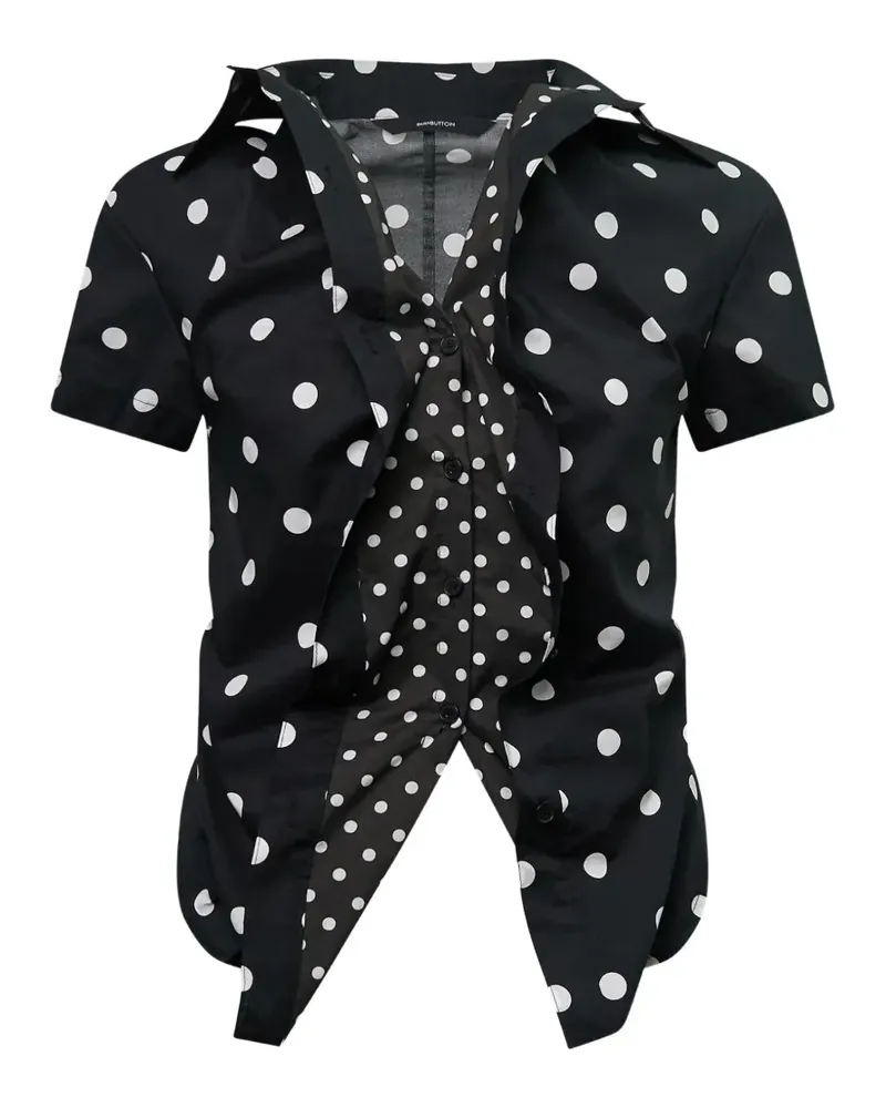 pushBUTTON polka-dot ruffled shirt - Schwarz Schwarz