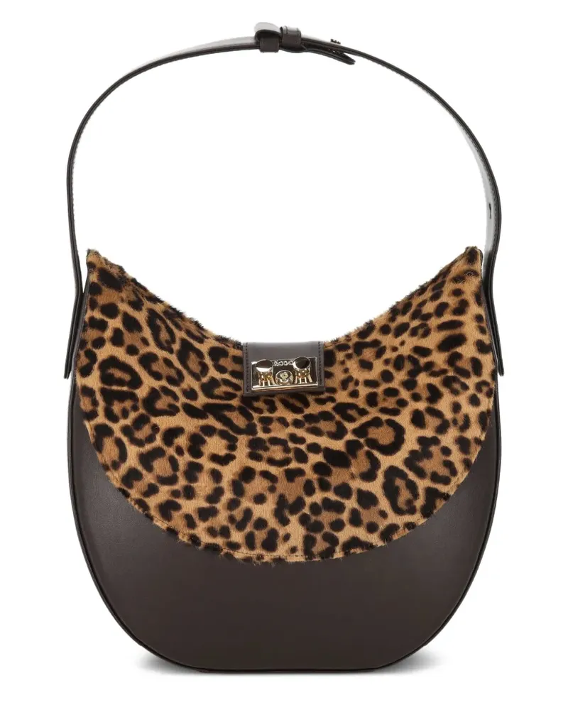 Rodo Schultertasche mit Leoparden-Print - Braun Braun