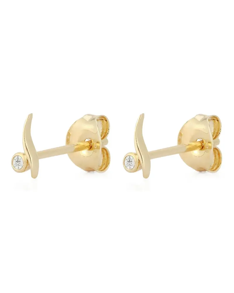 MATEO 14kt Point Wave Gelbgoldohrstecker mit Diamanten Gold