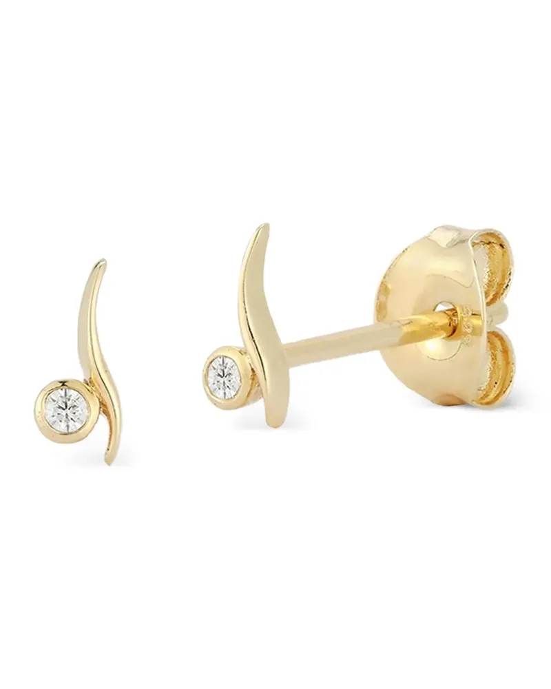MATEO 14kt Point Wave Gelbgoldohrstecker mit Diamanten Gold