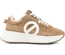 Wildleder-Sneakers mit rundem Logo - Braun