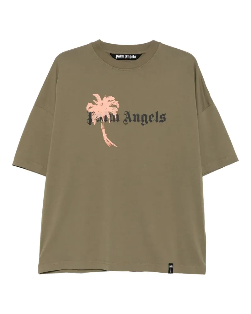 Palm Angels T-Shirt mit Palmen-Print - Grün Grün