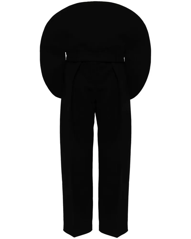 Jacquemus Gerade Hose mit Oversized-Applikation - Schwarz Schwarz
