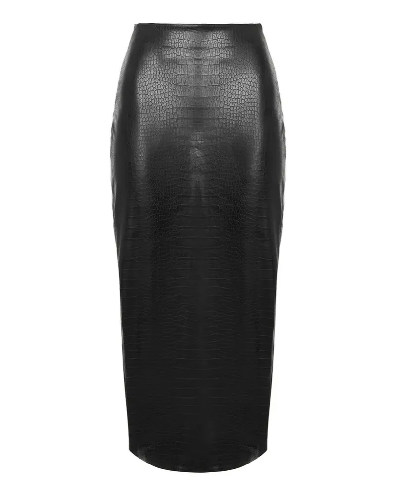 Wolford Bleistiftrock mit Kroko-Effekt - Schwarz Schwarz
