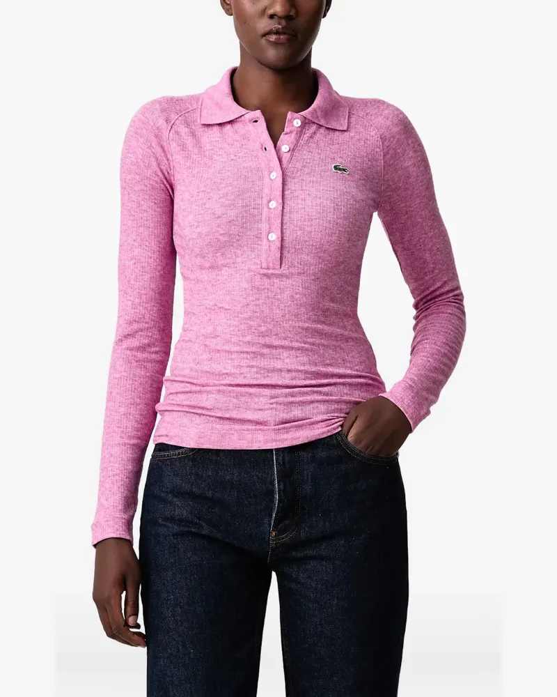 Lacoste Geripptes Poloshirt mit schmalem Schnitt - Rosa Rosa