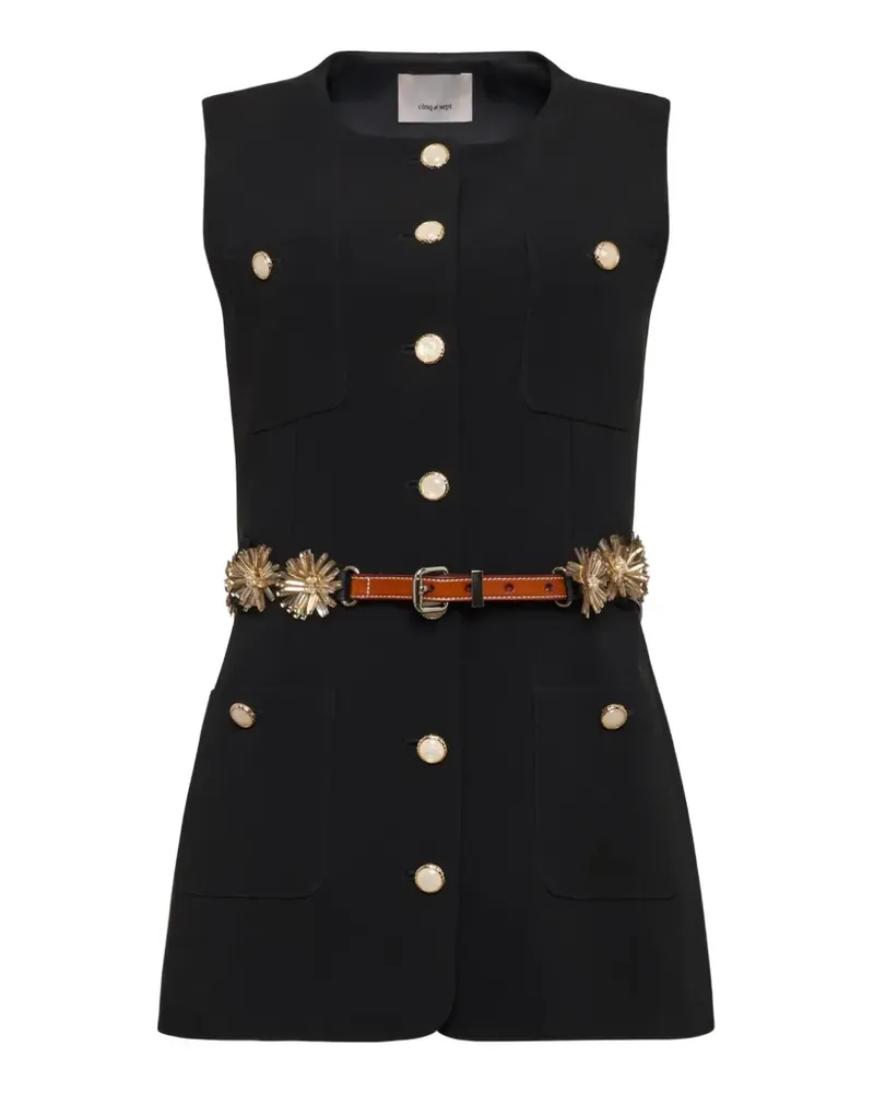 Cinq à Sept Sunflare belted vest - Schwarz Schwarz