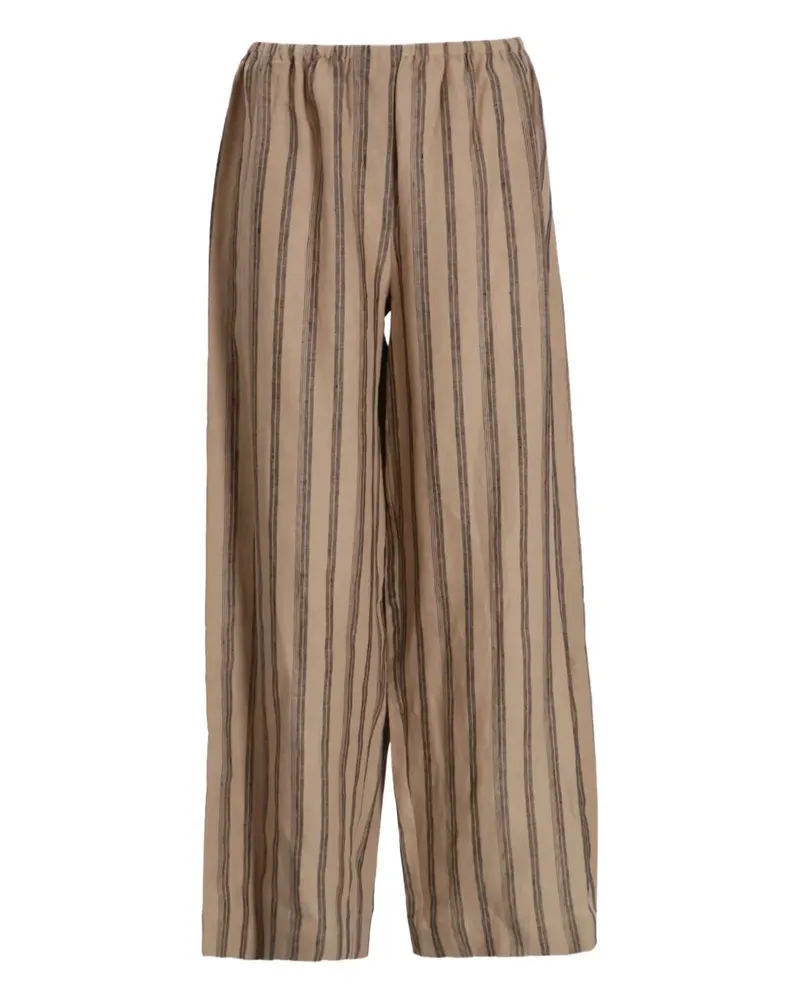 STAUD Gestreifte Bonfire Leinenhose - Braun Braun