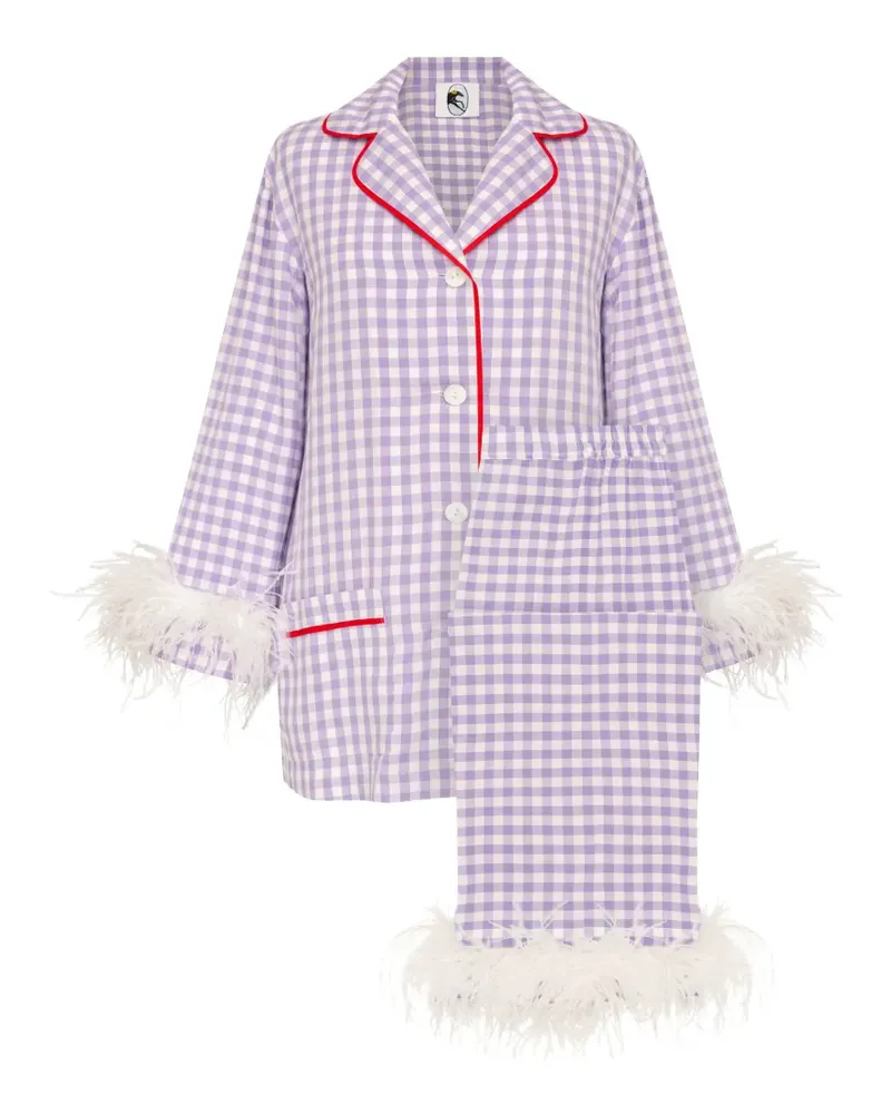 SLEEPER Party Pyjama mit Federbesatz - Violett Violett