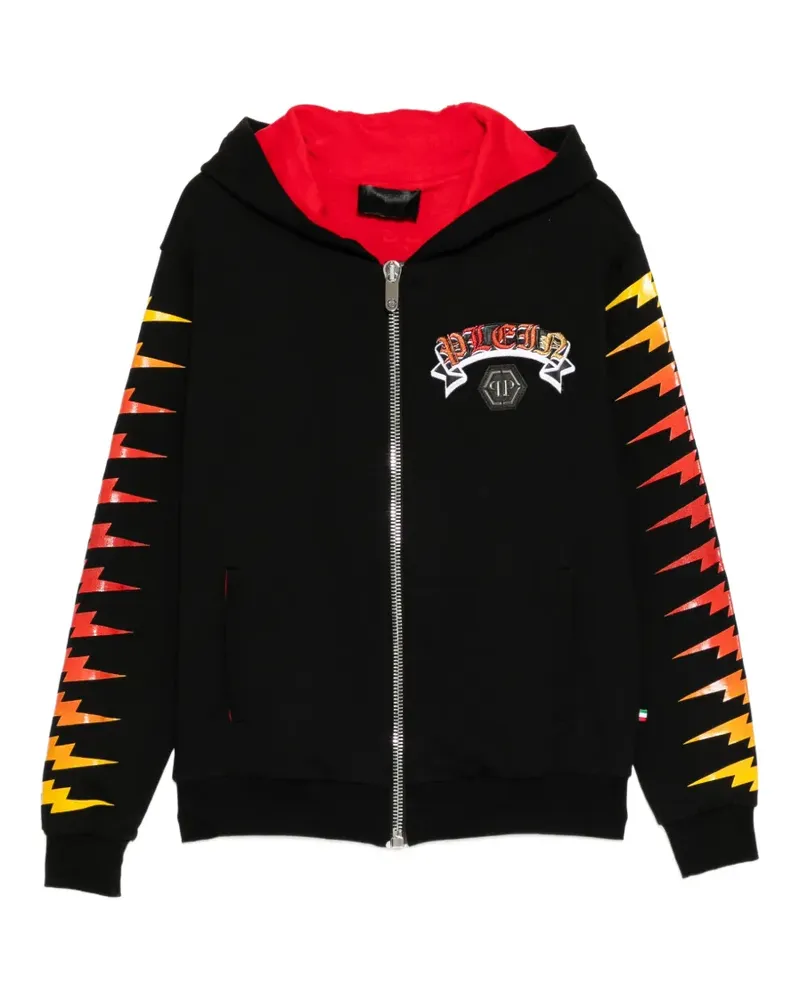 Philipp Plein Hoodie mit Pailletten und grafischem Print - Schwarz Schwarz