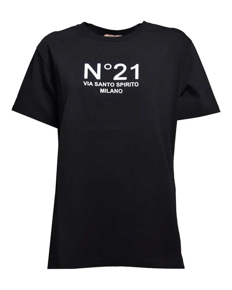 N° 21 T-Shirt mit Logo-Print - Schwarz Schwarz