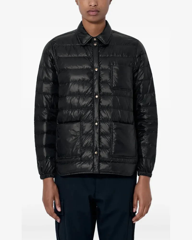 Moncler Gefütterte Jacke mit Logo-Patch - Schwarz Schwarz