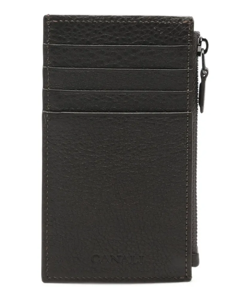 Canali Kartenetui aus gekörntem Leder - Braun Braun