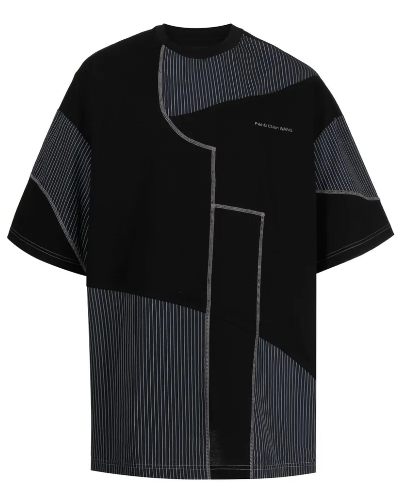 Feng Chen Wang T-Shirt mit Kontrasteinsatz - Schwarz Schwarz
