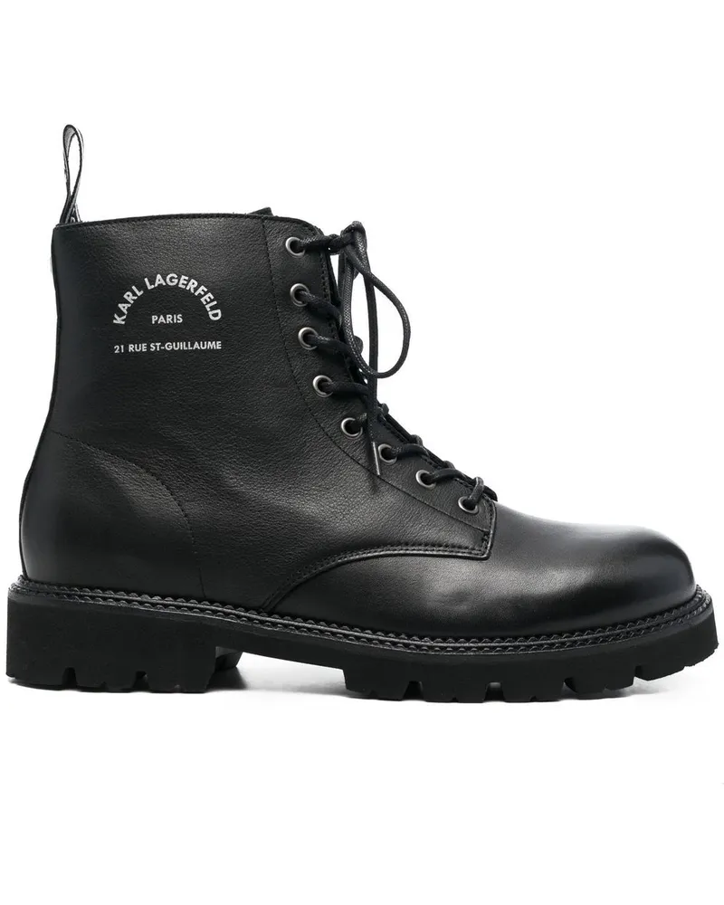 Karl Lagerfeld Schnürstiefel mit Logo-Print - Schwarz Schwarz