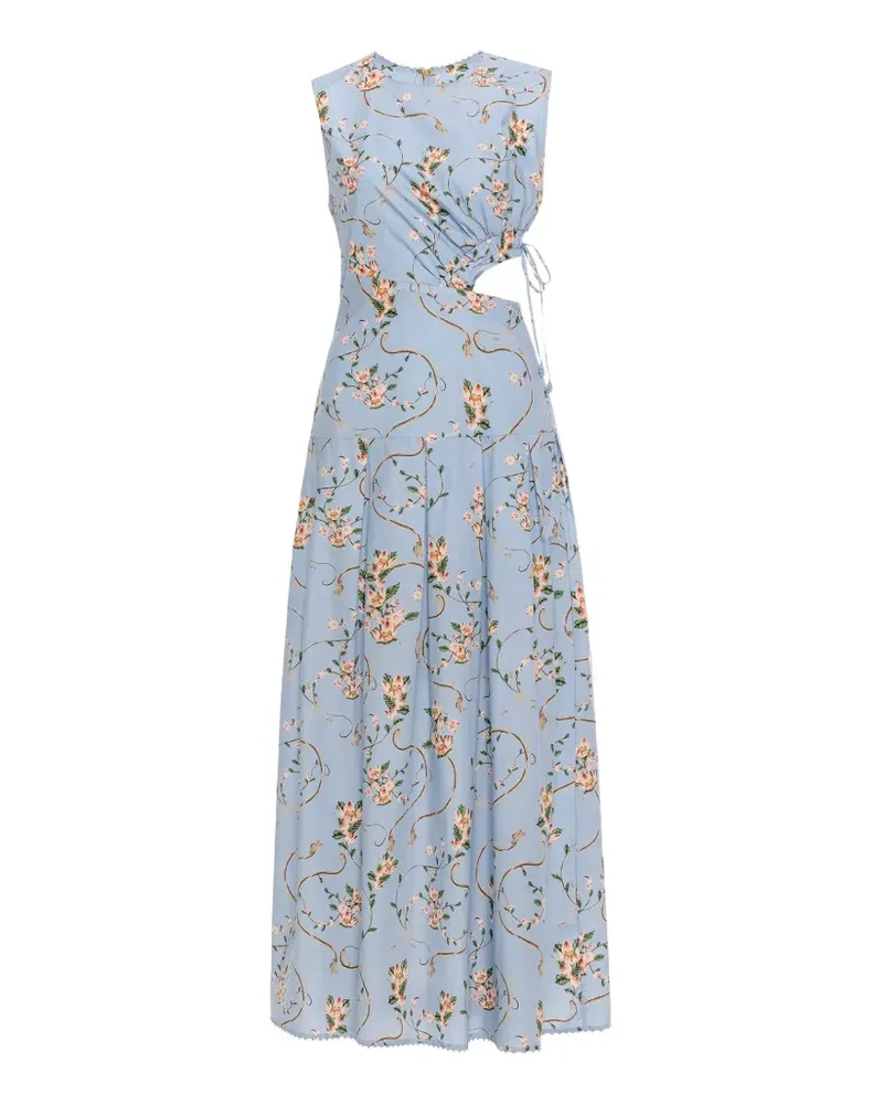 AGUA BENDITA Otono Navegante Midikleid mit Blumen-Print - Blau Blau