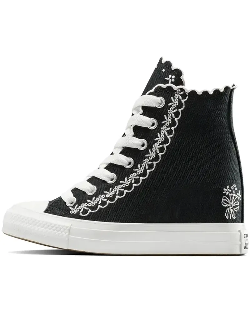 Converse Bestickte Sneakers mit Wellensaum - Schwarz Schwarz
