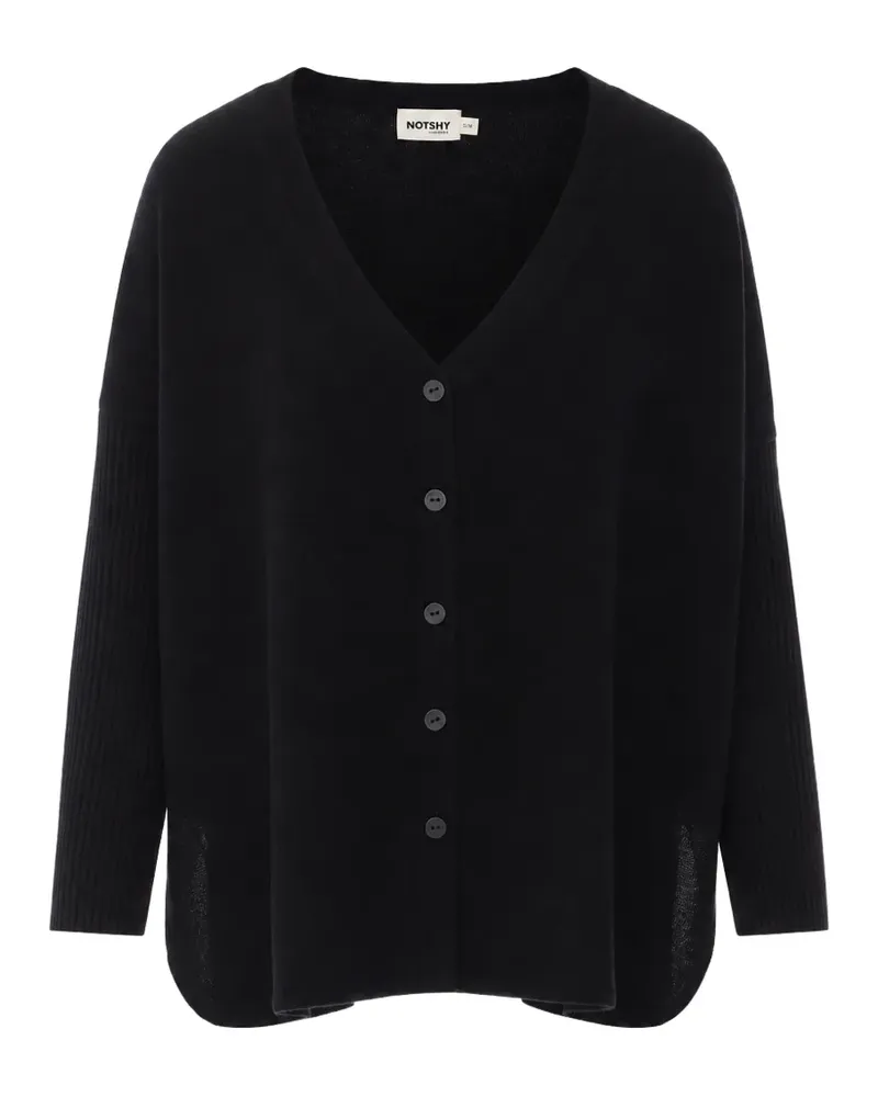 Not Shy Alicia Kaschmircardigan mit V-Ausschnitt - Schwarz Schwarz