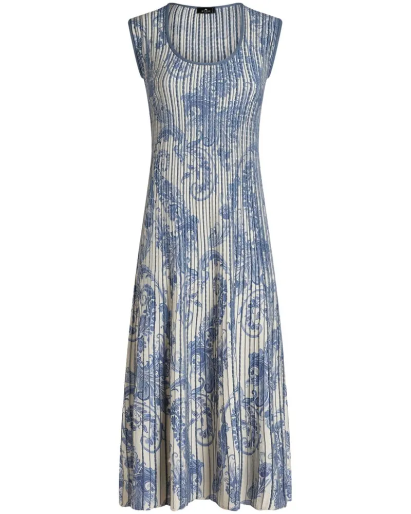 Etro Midikleid mit Paisley-Print Blau