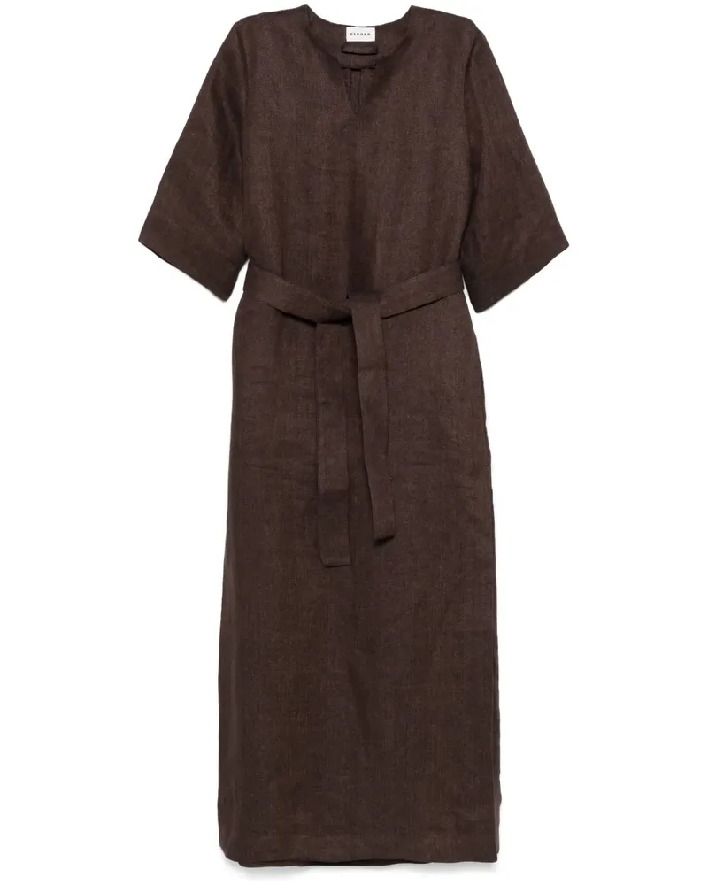 P.A.R.O.S.H. Kleid aus Leinen - Braun Braun
