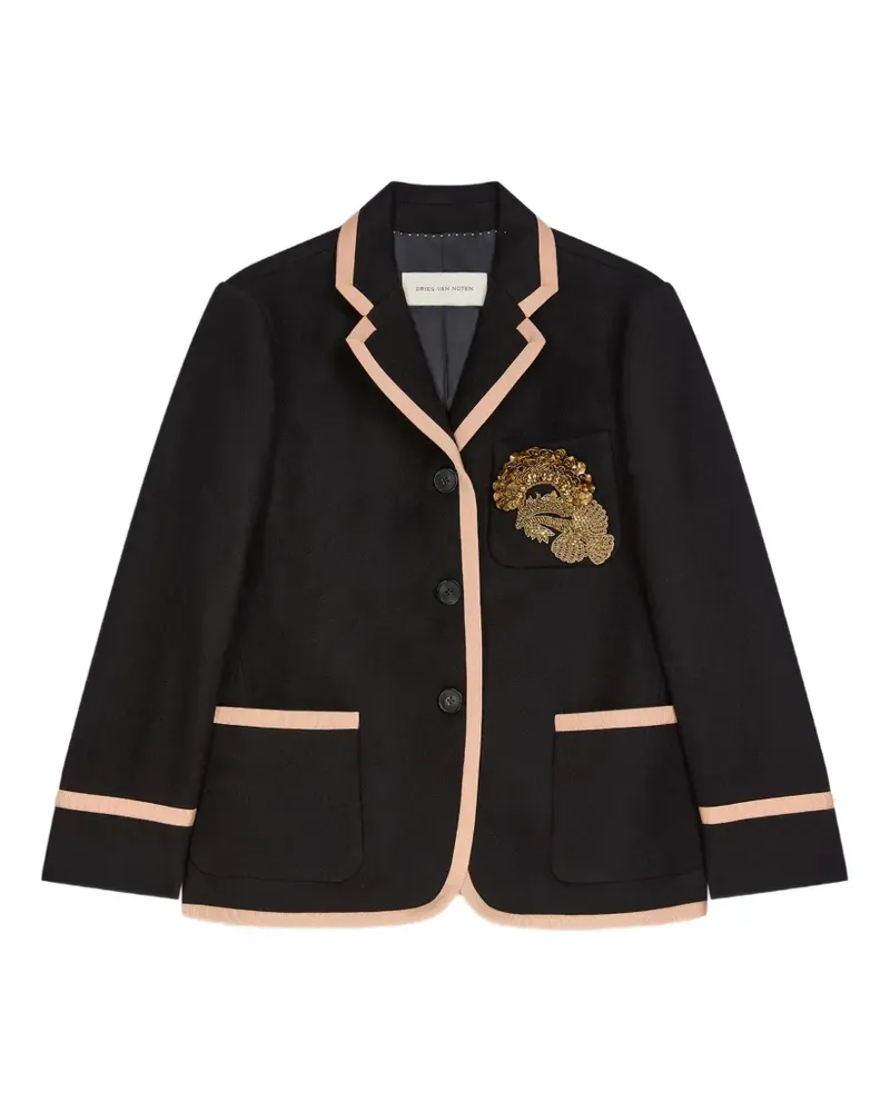 Dries van Noten Bestickter Blazer - Schwarz Schwarz